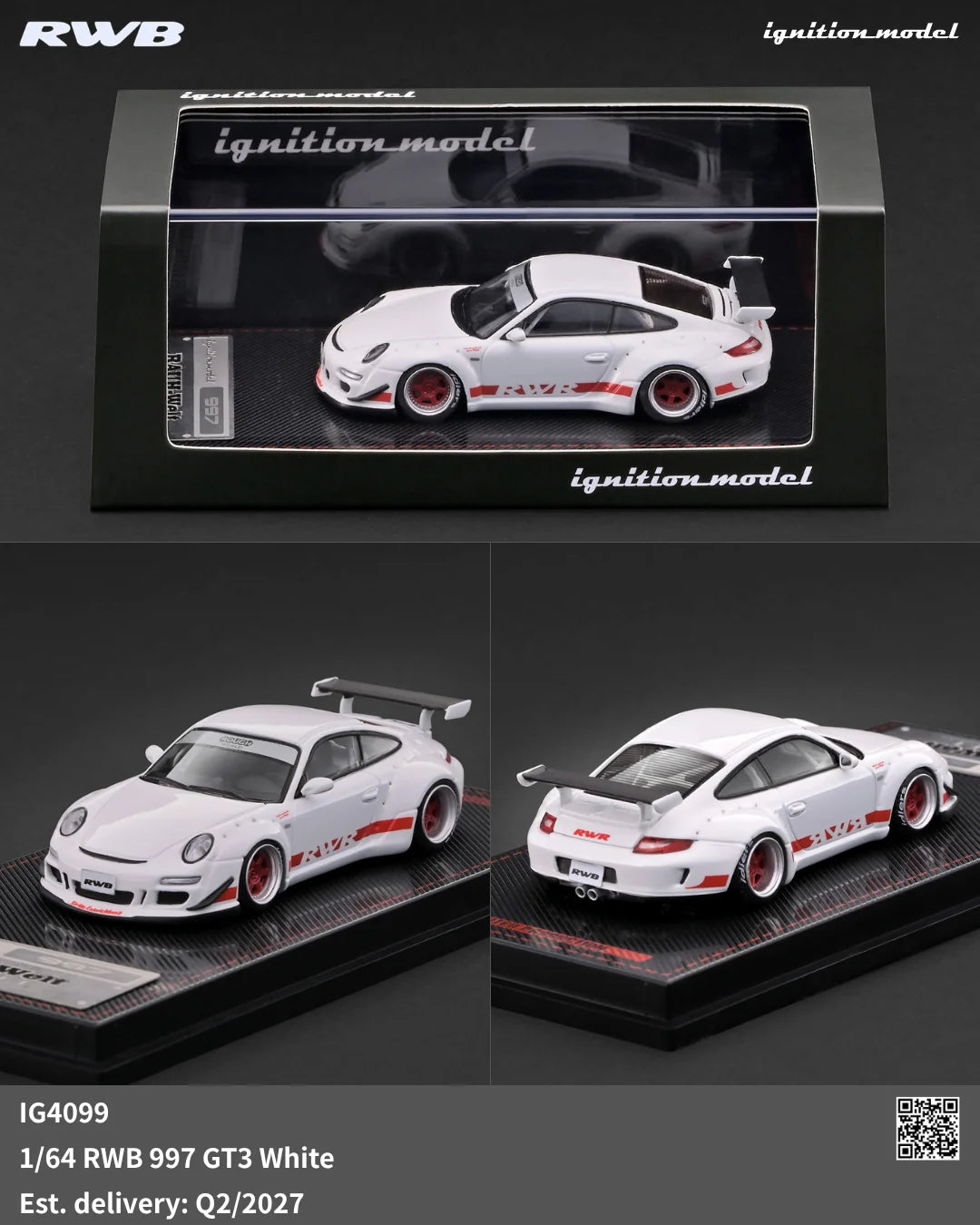 (PRE-ORDER 2027) Ignition Model RWB 997 GT3 White 1:64 – IG4099