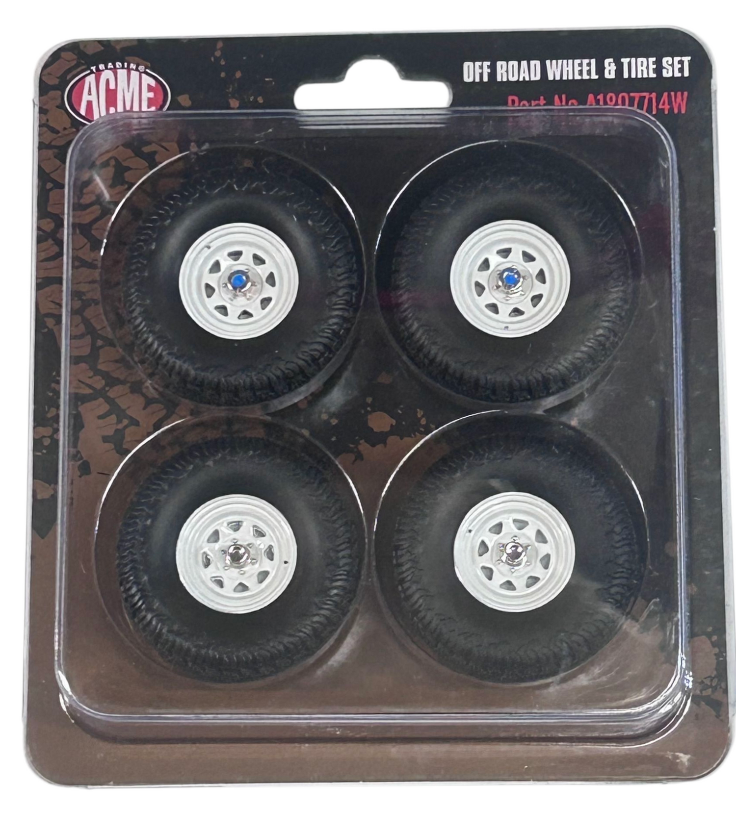 33 inch White Wagon Wheel &amp; Tire Set 1/18