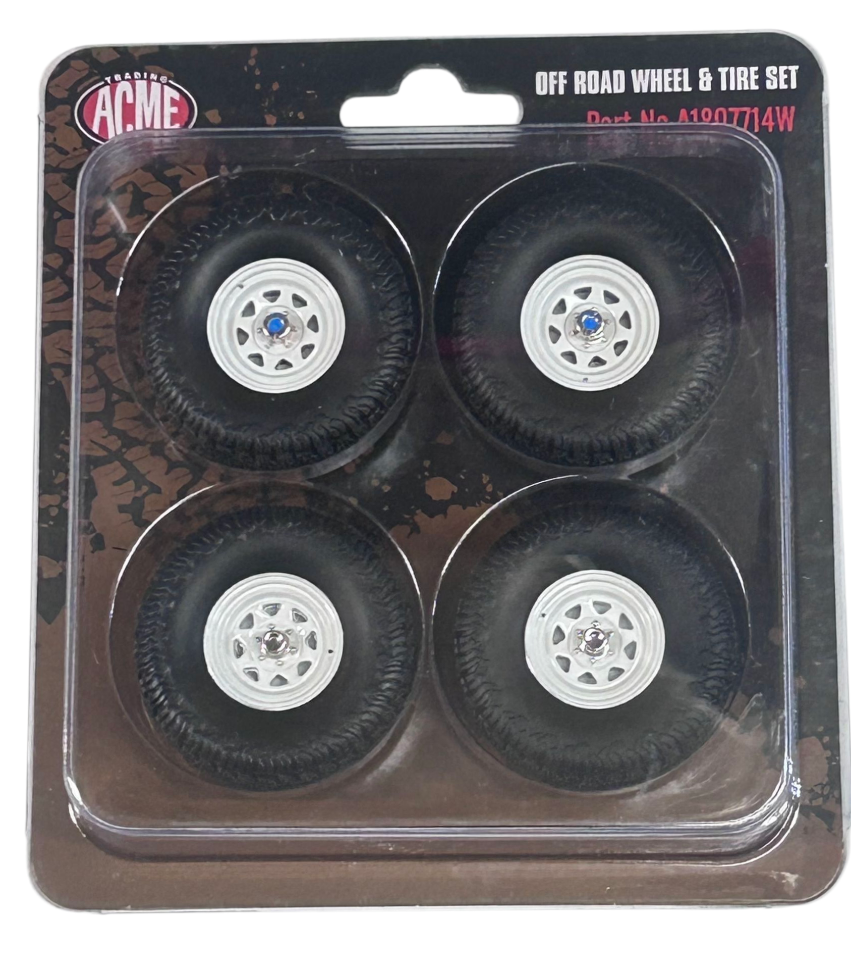 33 inch White Wagon Wheel &amp; Tire Set 1/18