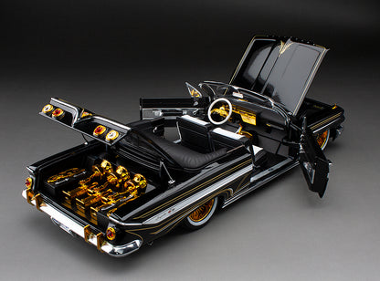 (BLACK-NOIR) 1961 Chevrolet Impala Open Convertilbe Lowrider (with movable suspension)