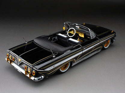 (BLACK-NOIR) 1961 Chevrolet Impala Open Convertilbe Lowrider (with movable suspension)
