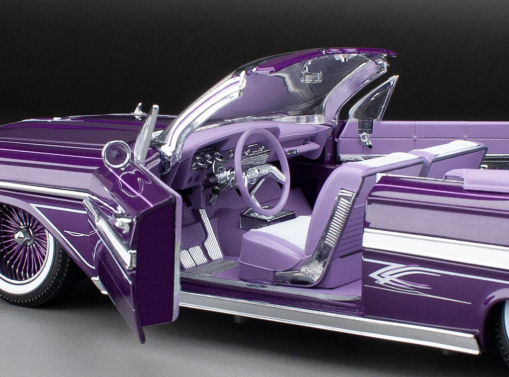 (PURPLE-VIOLET) 1961 Chevrolet Impala Open Convertilbe Lowrider (with movable suspension)