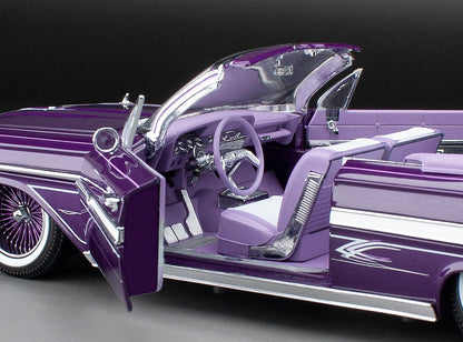 (PURPLE-VIOLET) 1961 Chevrolet Impala Open Convertilbe Lowrider (with movable suspension)