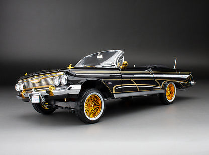 (BLACK-NOIR) 1961 Chevrolet Impala Open Convertilbe Lowrider (with movable suspension)