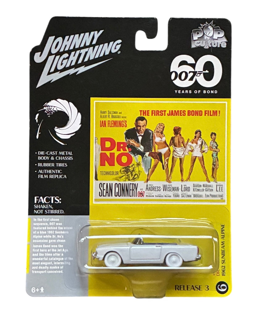 CHASE CAR – Sunbeam Alpine 1962 – James Bond Dr. No – Pop Culture Release 3 – Johnny Lightning 1:64 – JLPC005-3-6-CHASE
