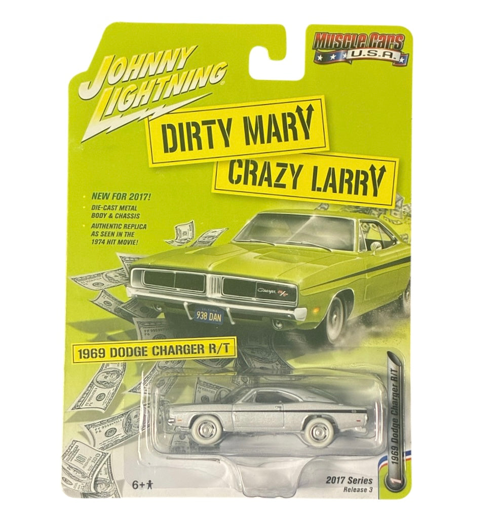 CHASE CAR – 1969 Dodge Charger R/T – Dirty Mary Crazy Larry – Muscle Cars U.S.A. Release 3 – White Chase Car – Johnny Lightning 1:64 – JLCP6000-3-1-CHASE