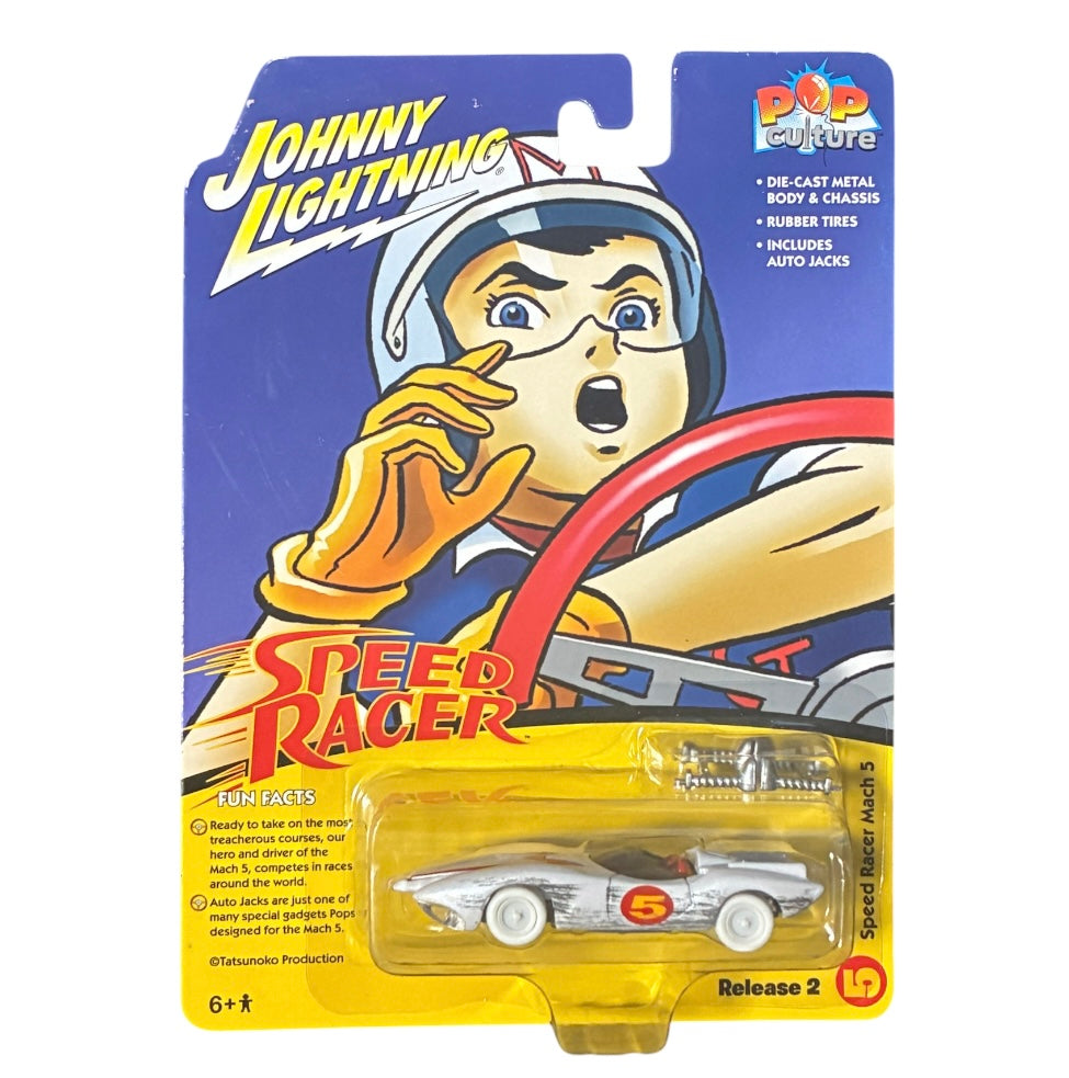 CHASE CAR – Speed Racer Mach 5 White – Pop Culture Speed Racer Release 2 – Johnny Lightning 1:64 – JLPC004-2-5-CHASE