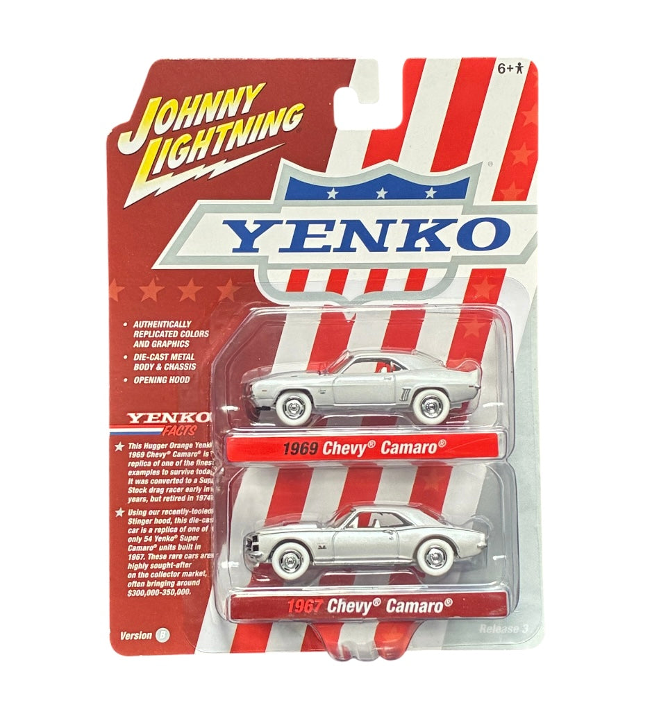CHASE CAR – Johnny Lightning – Chevrolet Camaro 1969 &amp; Chevrolet Camaro 1967 – Yenko Release 3 Version B – Duo Pack – 1:64 – JLPK019-3B-CHASE