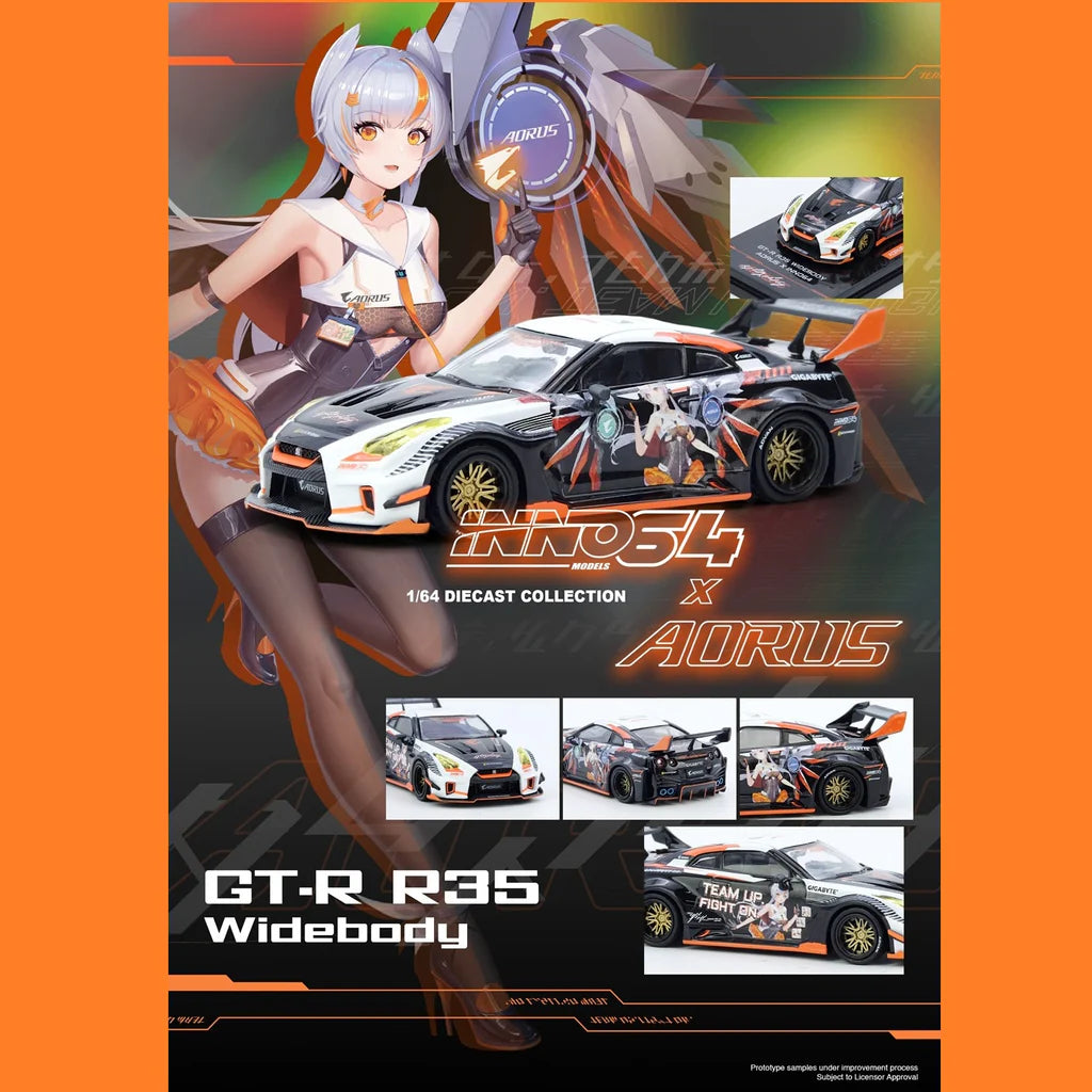 INNO64 1/64 - Nissan GT-R R35 Widebody Aorus X INNO64 Limited Edition - IN64-R35LB-AORUS