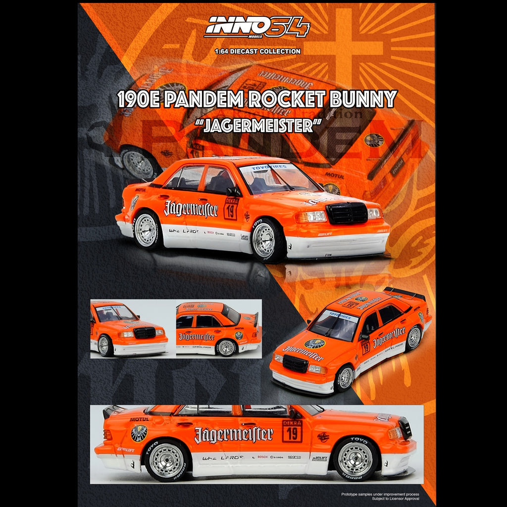 (PRE-ORDER 2026) INNO64 1/64 - Pandem Rocket Bunny Mercedes-Benz 190E "Jagermeister" - IN64-190EP-JGMT