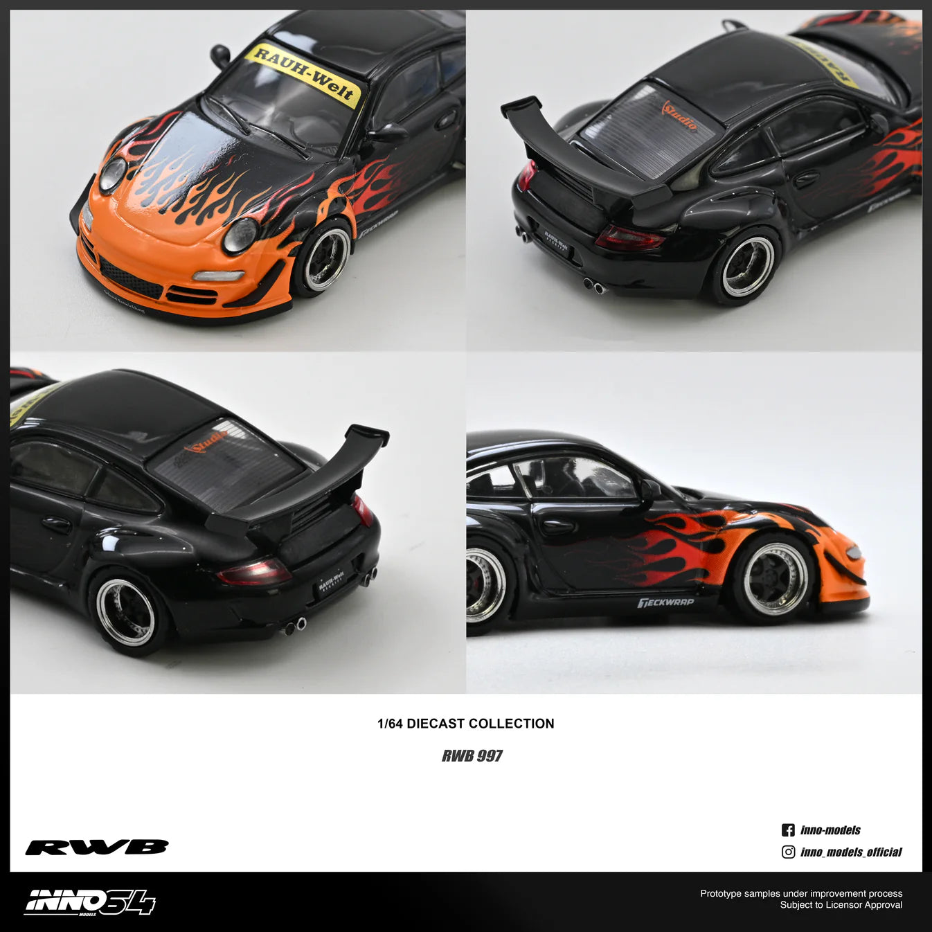 (PRE-ORDER 2026) Porsche 911 RWB 997 Orange Burning Flame INNO64 1:64 IN64-RWB997-OBF