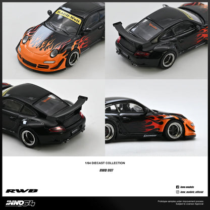 (PRE-ORDER 2026) Porsche 911 RWB 997 Orange Burning Flame INNO64 1:64 IN64-RWB997-OBF