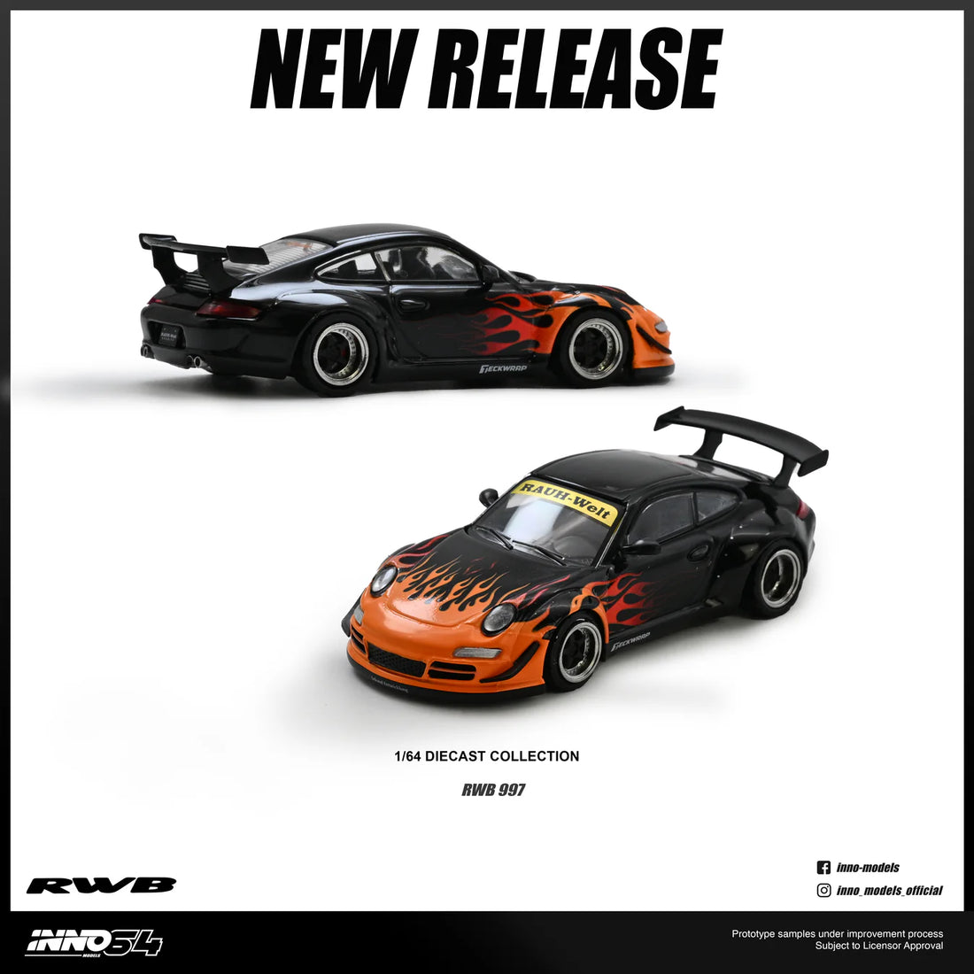 (PRE-ORDER 2026) Porsche 911 RWB 997 Orange Burning Flame INNO64 1:64 IN64-RWB997-OBF