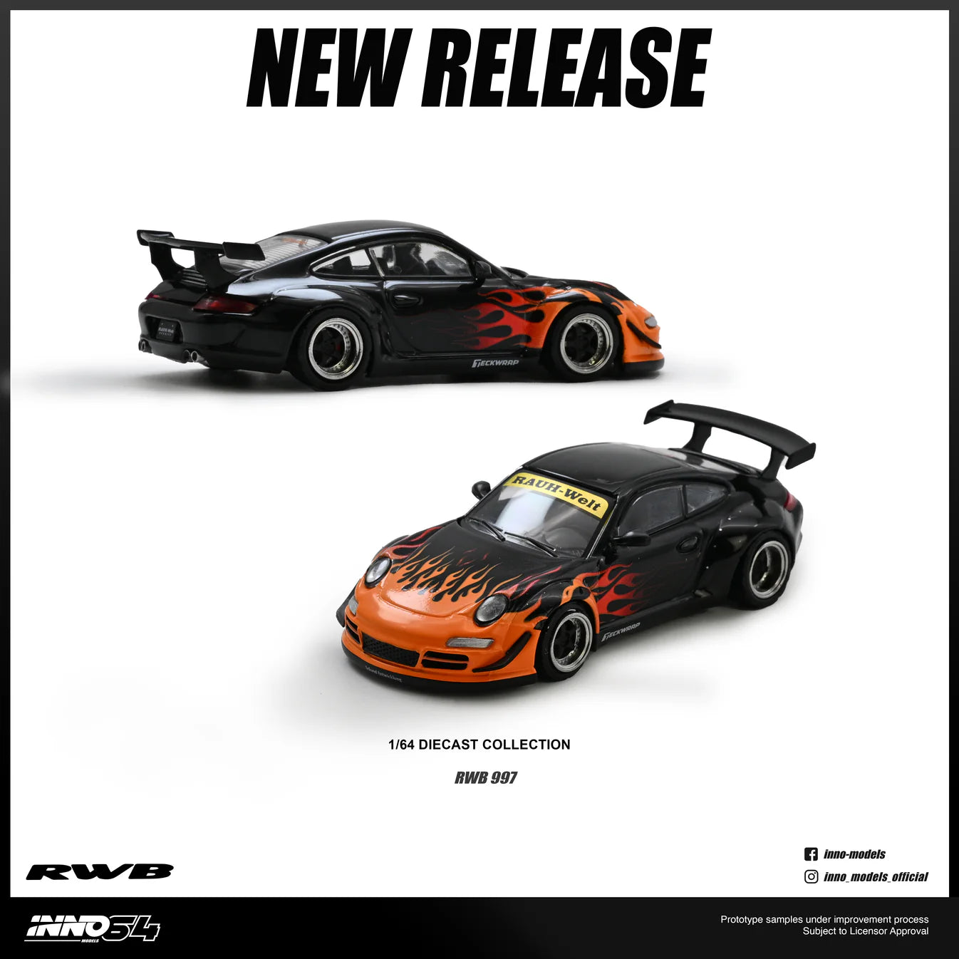 (PRE-ORDER 2026) Porsche 911 RWB 997 Orange Burning Flame INNO64 1:64 IN64-RWB997-OBF