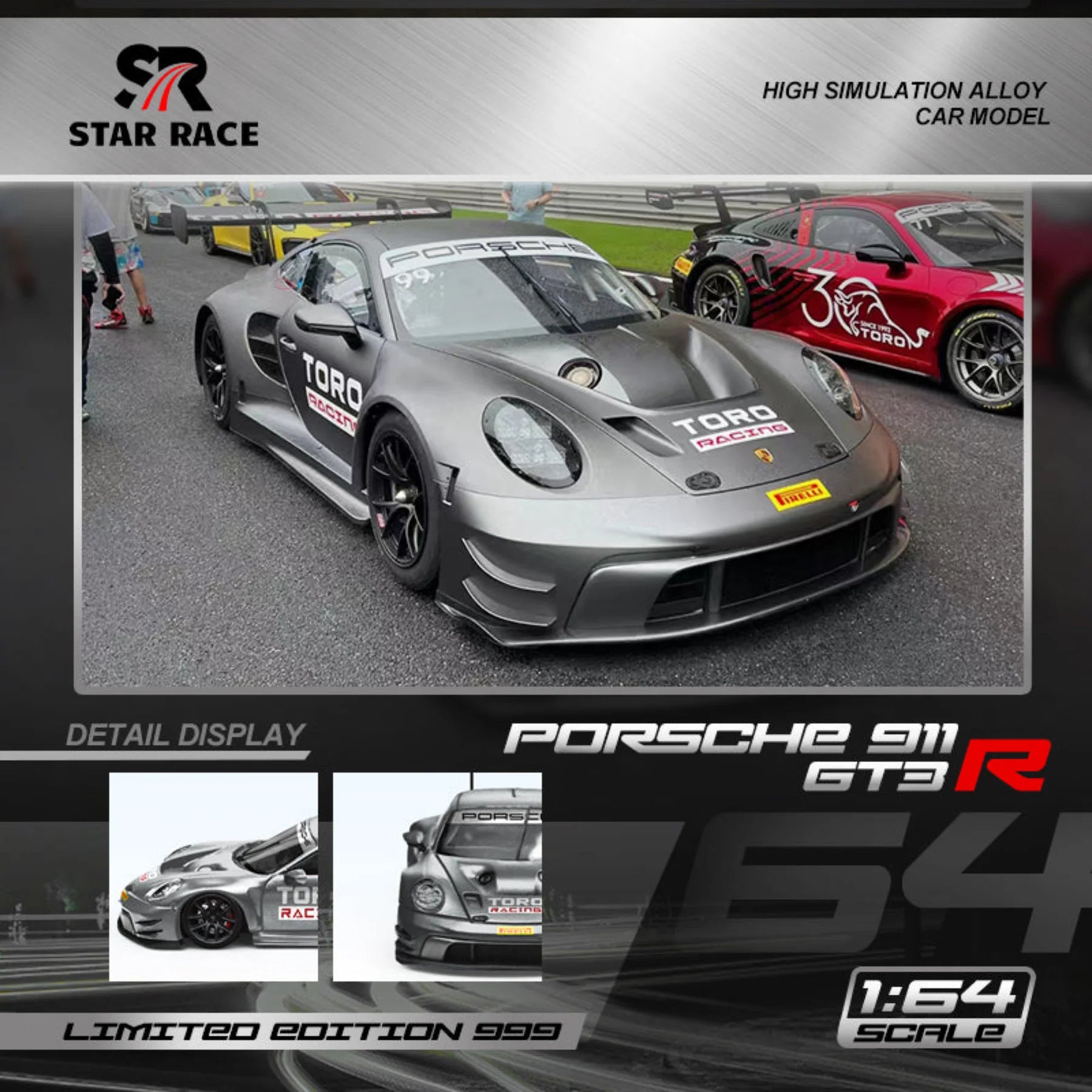 Star Race 1/64 -Porsche 911 GT3 Silver Racing  SR64025