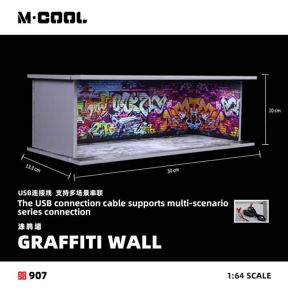 MoreArt 1/64- M-Cool 6-Car Garage Graffiti Wall Diorama MC914907