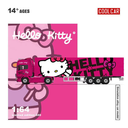CoolCar 1/64 - Scania Container Truck- DARK PINK HELLO KITTY CC644027