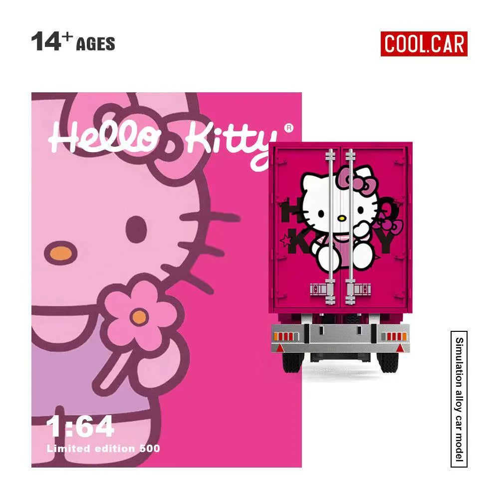 CoolCar 1/64 - Scania Container Truck- DARK PINK HELLO KITTY CC644027