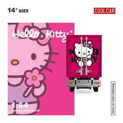 CoolCar 1/64 - Scania Container Truck- DARK PINK HELLO KITTY CC644027