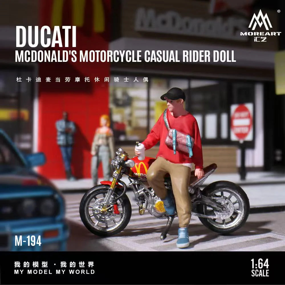 MoreArt 1:64 Ducati McDonald’s Motorcycle Casual Rider Doll – MO222194