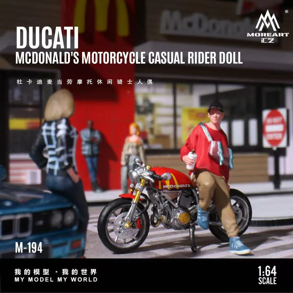 MoreArt 1:64 Ducati McDonald’s Motorcycle Casual Rider Doll – MO222194