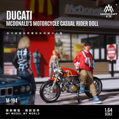 MoreArt 1:64 Ducati McDonald’s Motorcycle Casual Rider Doll – MO222194