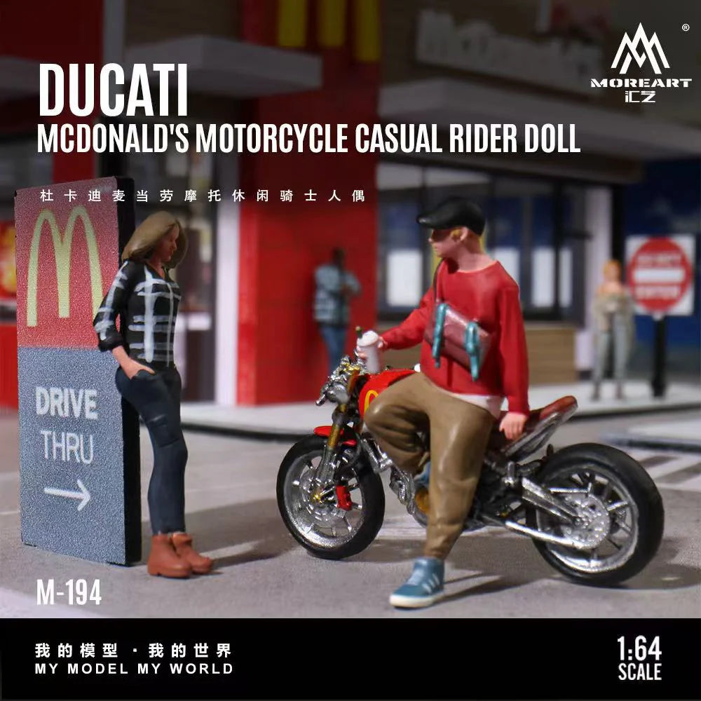 MoreArt 1:64 Ducati McDonald’s Motorcycle Casual Rider Doll – MO222194
