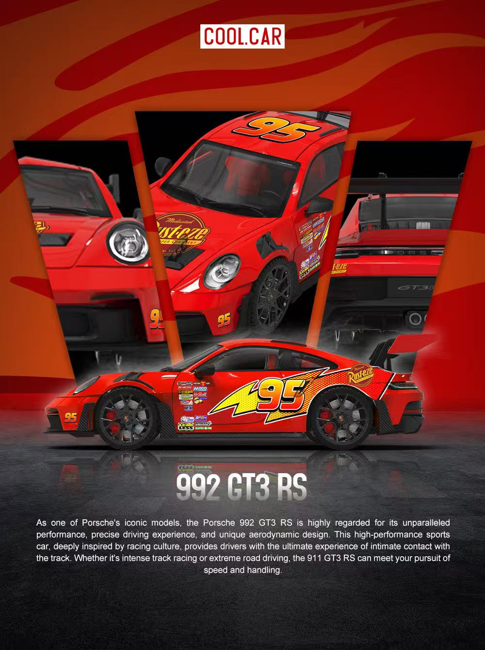 CoolCar 1:64-Porsche 992 GT3 RS- Lightning McQueen CC644647
