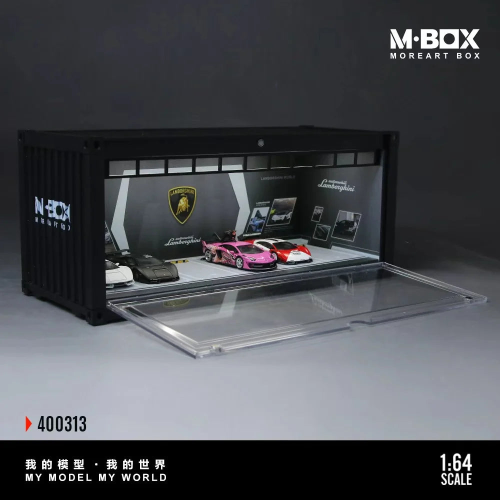 Scène conteneur Lamborghini avec éclairage LED 1:64 – MBOX MB400313