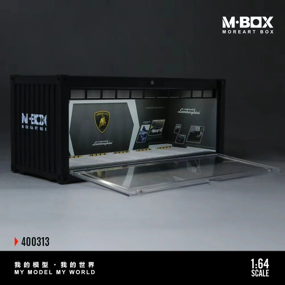 Scène conteneur Lamborghini avec éclairage LED 1:64 – MBOX MB400313