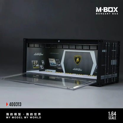 Scène conteneur Lamborghini avec éclairage LED 1:64 – MBOX MB400313