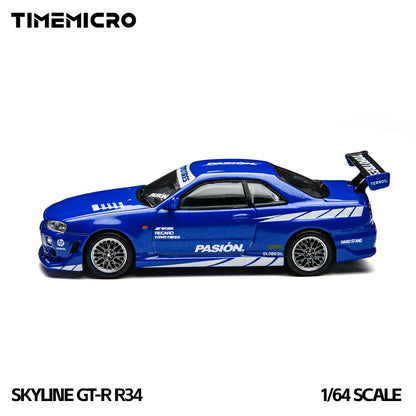 Nissan Skyline GT-R R34 TimeMicro 1:64 – Livrée bleue TM800507