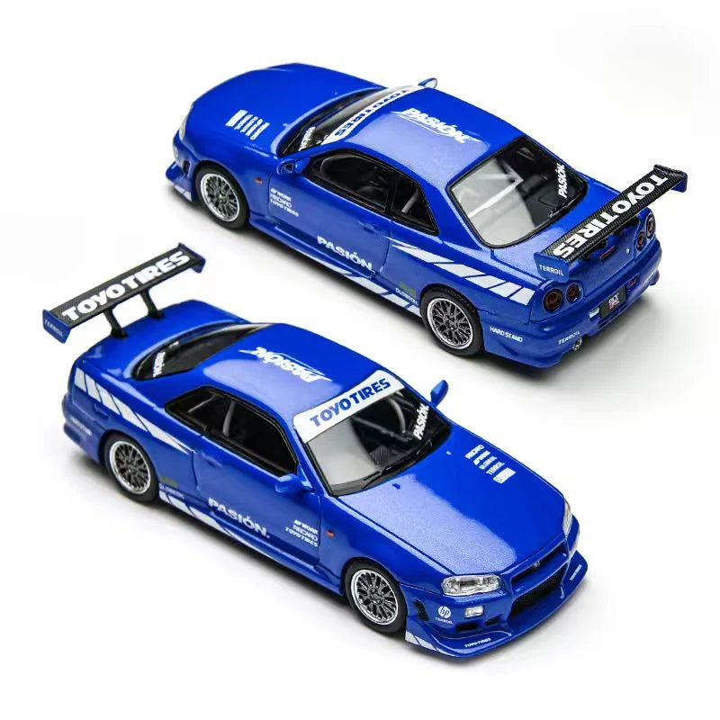 Nissan Skyline GT-R R34 TimeMicro 1:64 – Livrée bleue TM800507