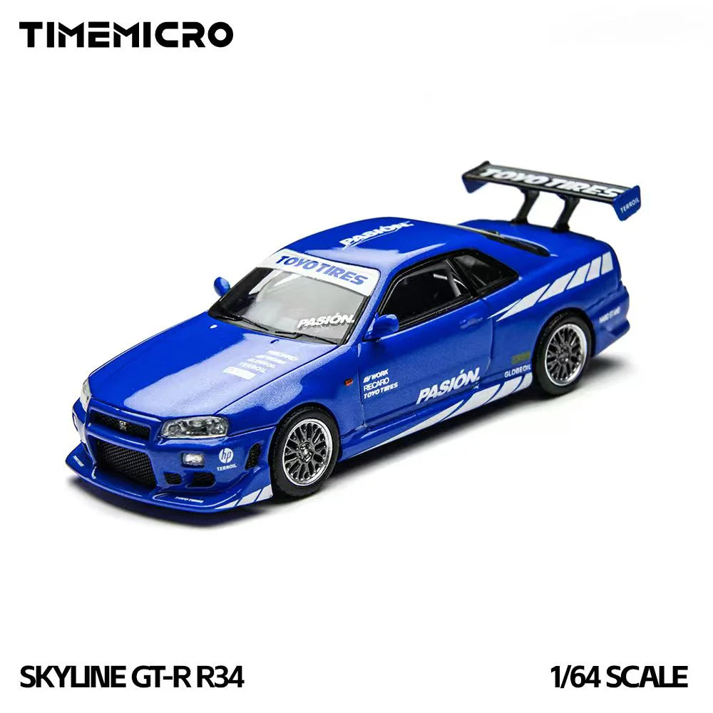 Nissan Skyline GT-R R34 TimeMicro 1:64 – Livrée bleue TM800507