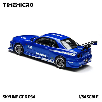 Nissan Skyline GT-R R34 TimeMicro 1:64 – Livrée bleue TM800507