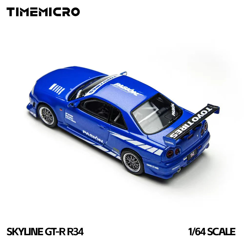 Nissan Skyline GT-R R34 TimeMicro 1:64 – Livrée bleue TM800507