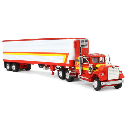 White Western Star 4900 with Vintage Reefer Trailer (Rouge-Orange-Jaune)