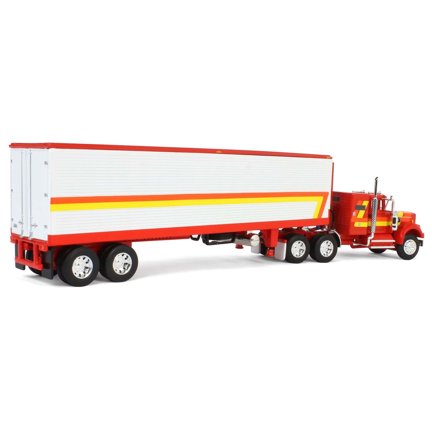 White Western Star 4900 with Vintage Reefer Trailer (Rouge-Orange-Jaune)