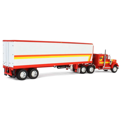 White Western Star 4900 with Vintage Reefer Trailer (Rouge-Orange-Jaune)