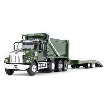 1/64 Metallic Green Western Star 49X with Ox Bodies Dump &amp; Beaver Tail Trailer, DCP by First Gear