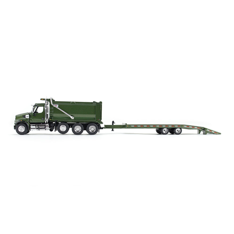 1/64 Metallic Green Western Star 49X with Ox Bodies Dump &amp; Beaver Tail Trailer, DCP by First Gear