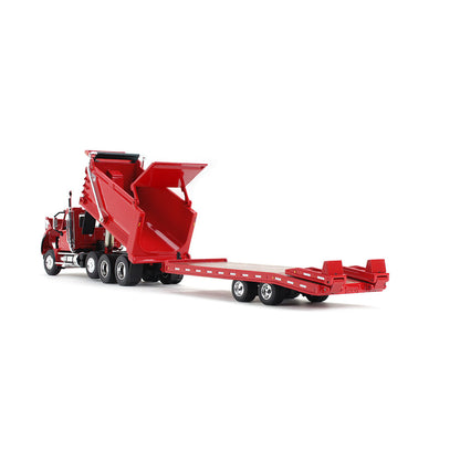 1/64 Red Western Star 49X w/ Ox Bodies Dump &amp; Beaver Tail Trailer, DCP by First Gear