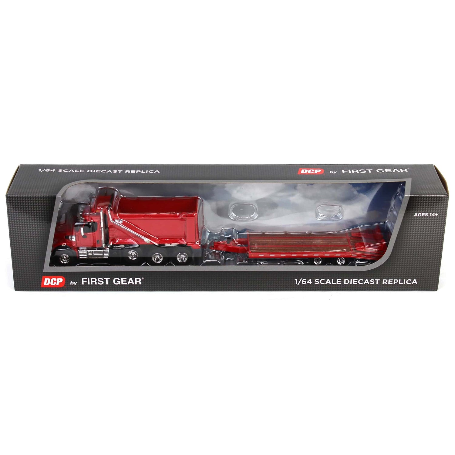 1/64 Red Western Star 49X w/ Ox Bodies Dump &amp; Beaver Tail Trailer, DCP by First Gear