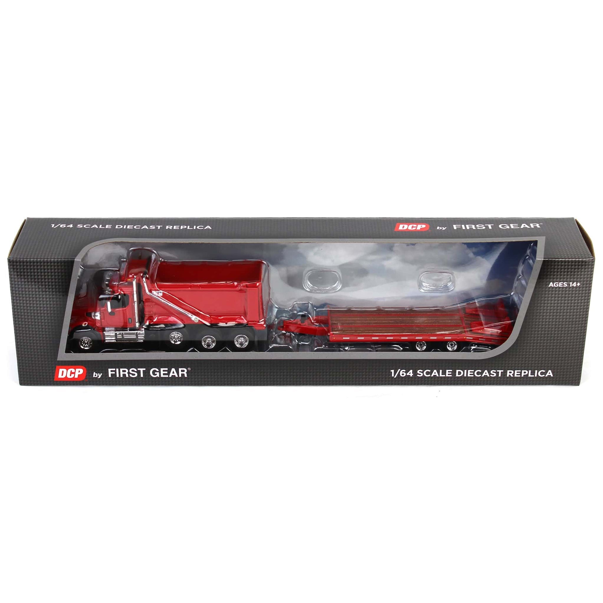 1/64 Red Western Star 49X w/ Ox Bodies Dump &amp; Beaver Tail Trailer, DCP by First Gear