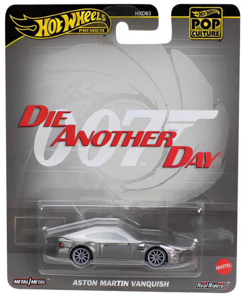 Hot Wheels 2025 Premium-Pop Culture Series , Aston Martin Vanquish Silver James Bond 007 "Die Another Day" Movie-(JBL55)