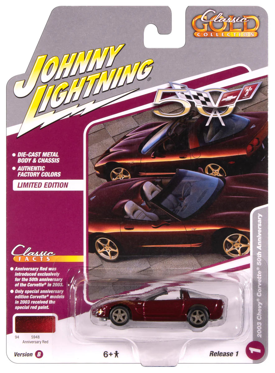 Johnny Lightning- 2003 Chevrolet Corvette 50th Anniversary Edition (Anniversary Red) JLSP387-B