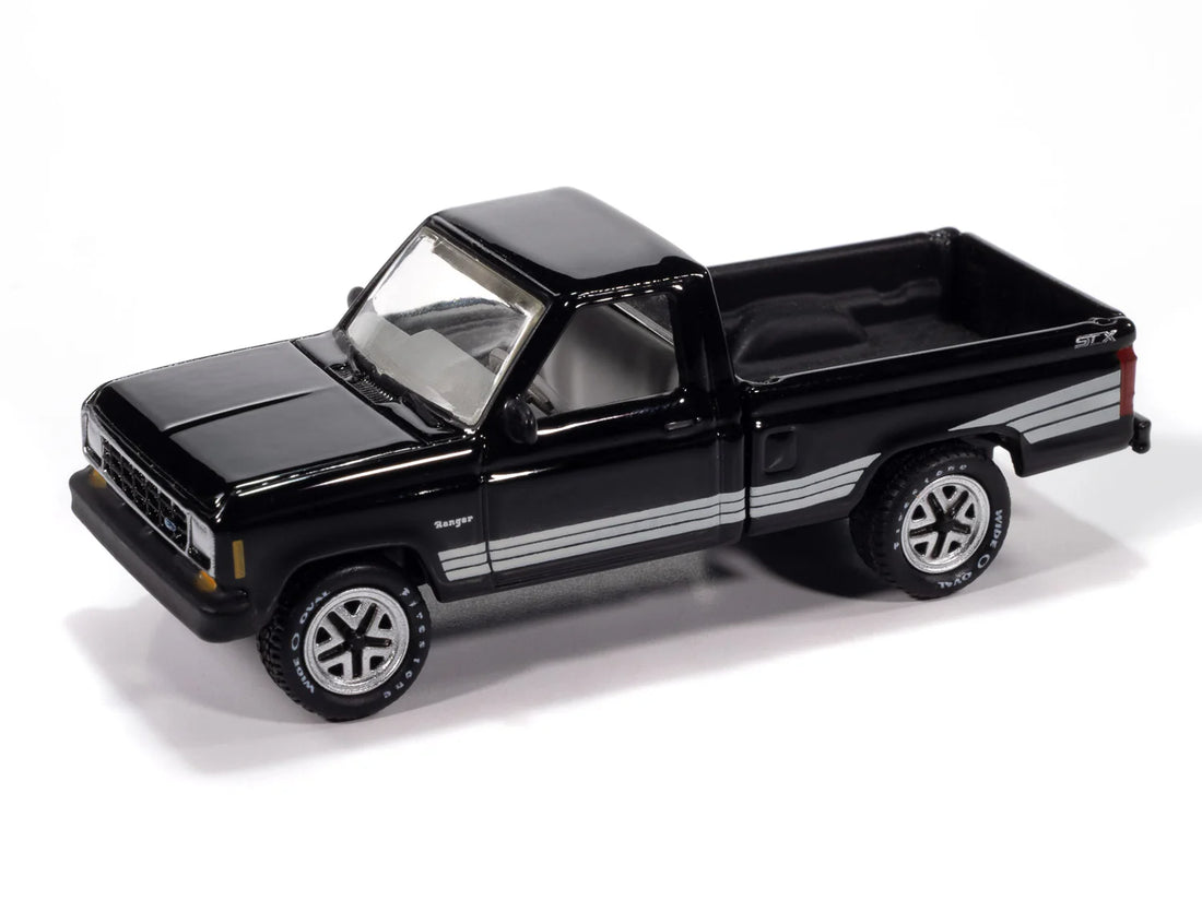 Johnny Lightning-1987 Ford Ranger STX (Black w/ Silver STX Stripes)  JLCG037-4