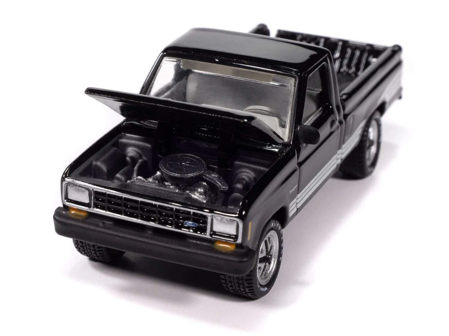 Johnny Lightning-1987 Ford Ranger STX (Black w/ Silver STX Stripes)  JLCG037-4