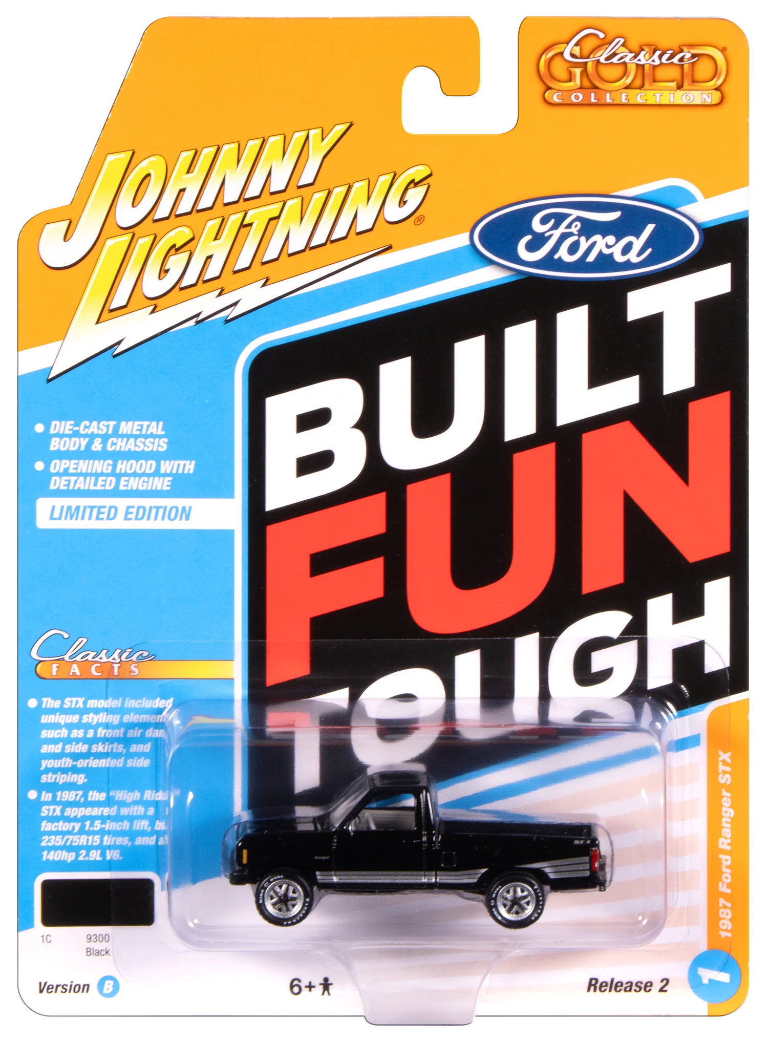 Johnny Lightning-1987 Ford Ranger STX (Black w/ Silver STX Stripes)  JLCG037-4