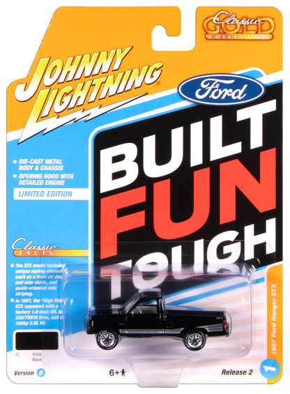 Johnny Lightning-1987 Ford Ranger STX (Black w/ Silver STX Stripes)  JLCG037-4